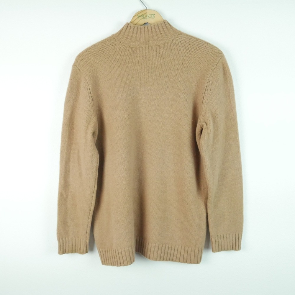 Lauren Ralph Lauren Petite Large Lambswool Horse Intarsia Mock Neck Sweater Tan - Picture 10 of 11